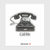 Sticker Appelez-moi téléphone à l'ancienne mode (Feuille)