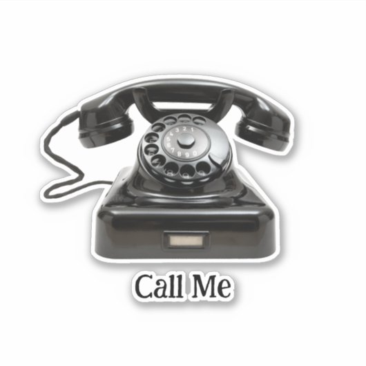 Sticker Appelez-moi téléphone à l'ancienne mode (Devant)