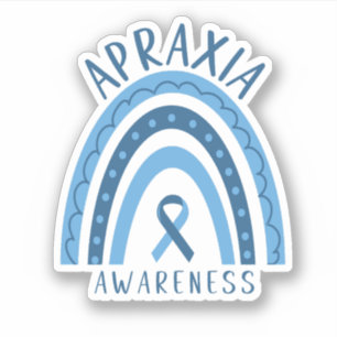 Sticker Apraxia Blue Rainbow Ribbon Sensibilisation