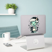 Sticker Après-vie de minou (Ordinateur portable sur le bureau)