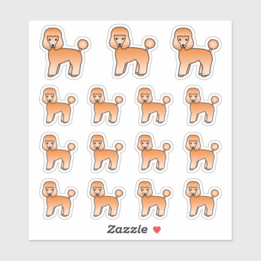 Sticker Apricot Toy Poodle mignon Dogs de dessin (Feuille)