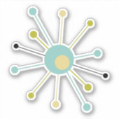 Sticker Aqua Blue Jaune Starburst Atomique Moyen-siècle Ré (Devant)