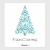 Sticker Aqua Blue Mint Green Glam Arbre de Noël (Feuille)