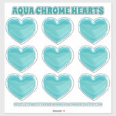Sticker Aqua Chrome Coeurs (Feuille)