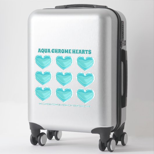 Sticker Aqua Chrome Coeurs (Sur valise)