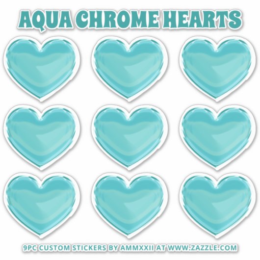 Sticker Aqua Chrome Coeurs (Devant)