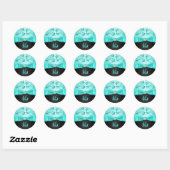 Sticker Aqua et Black Floral Sweet sixteen (Feuille)
