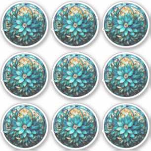 Sticker Aqua Turquoise de verre coloré style peinture