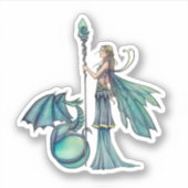 Sticker Aquamarine Dragon Fairy Imaginaire Art Molly Harri (Devant)