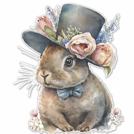Sticker Aquarelle adorable Rabbit (Devant)