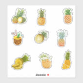 Sticker Aquarelle Ananas (Feuille)