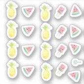 Sticker Aquarelle Ananas et Pastèque Tropicaux (Devant)