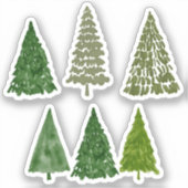 Sticker Aquarelle Arbres de Noël (Recto)