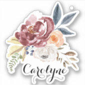 Sticker Aquarelle Automne Florales Nom personnalisé (Devant)