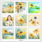 Sticker Aquarelle aux yeux noirs Susan fleurs Scrapbook (Feuille)