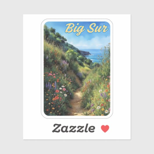 Sticker Aquarelle Big Sur California (Feuille)