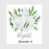 Sticker Aquarelle blanche frénésie. Nom floral élégant (Feuille)