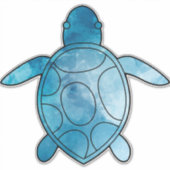 Sticker Aquarelle bleue de la tortue marine (Devant)