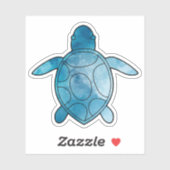 Sticker Aquarelle bleue de la tortue marine (Feuille)