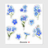 Sticker Aquarelle bleue Oubliez-moi pas Fleurs Vinyl (Feuille)