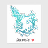 Sticker Aquarelle bleue Stylisée Colibri (Feuille)