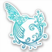Sticker Aquarelle bleue Stylisée Colibri (Devant)