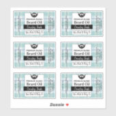 Sticker Aquarelle Blue Plaid Beard Oil + Ingrédients (Feuille)