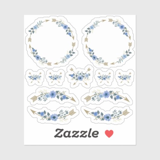 Sticker Aquarelle bohème rustique Flore Flèches Wreath (Feuille)