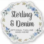 Sticker Aquarelle bohème rustique Flore Flore Flèches Nom  (Devant)