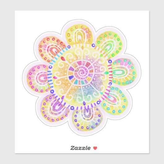 Sticker Aquarelle Boho Style Grand Tournesol (Feuille)