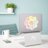 Sticker Aquarelle Boho Style Grand Tournesol (Ordinateur portable sur le bureau)