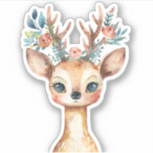 Sticker Aquarelle Bois Cerf Floral (Devant)