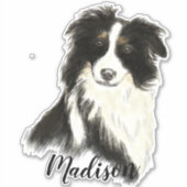 Sticker Aquarelle Bordure Collie Chien Animaux Animaux Nat (Devant)