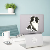 Sticker Aquarelle Bordure Collie Chien Animaux Animaux Nat (Ordinateur portable sur le bureau)