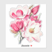Sticker Aquarelle Botanique Rose Magnolia Fleurs (Feuille)