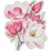 Sticker Aquarelle Botanique Rose Magnolia Fleurs (Devant)
