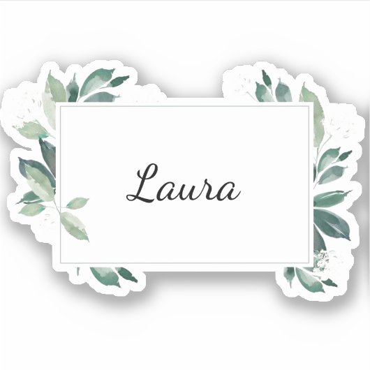 Sticker Aquarelle botanique verte feuillue (Devant)