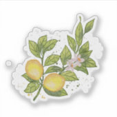 Sticker Aquarelle Branche de citron avec fleurs - Botaniqu (Devant)