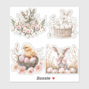 Sticker Aquarelle Brunch Pâques Mélange