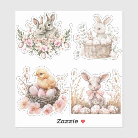 Sticker Aquarelle Brunch Pâques Mélange (Feuille)