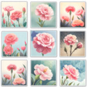 Sticker Aquarelle Carnation fleurs scrapbook (Devant)