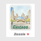 Sticker Aquarelle Chicago Bean (Feuille)