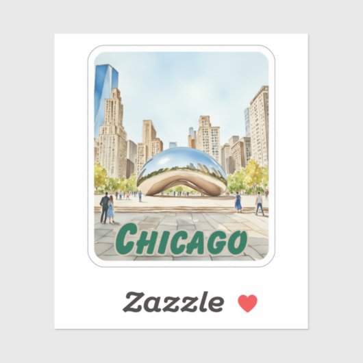 Sticker Aquarelle Chicago Bean (Feuille)