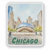Sticker Aquarelle Chicago Bean (Devant)