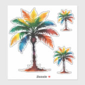 Sticker Aquarelle colorée Palmiers (Feuille)