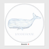 Sticker Aquarelle côtière Baleine bleue Personnalisée (Feuille)