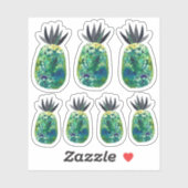 Sticker Aquarelle couleur ananas Art Green Set (Feuille)