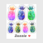 Sticker Aquarelle couleur ananas jeu de variétés Art (Feuille)
