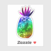 Sticker Aquarelle couleur arc-en-ciel ananas (Feuille)