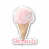 Sticker Aquarelle crème glacée fraise personnalisée (Devant)